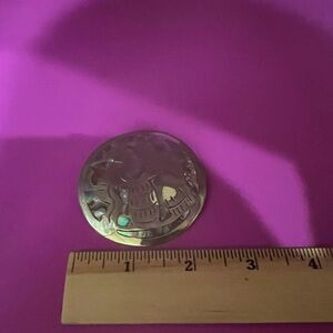 Sterling silver and abalone inlay round brooch and/or pendant